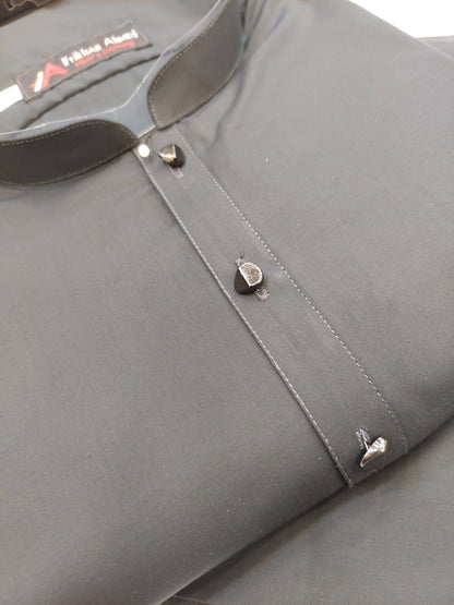 Dark Grey - Kurta Pajama - Wash n Wear Fabric