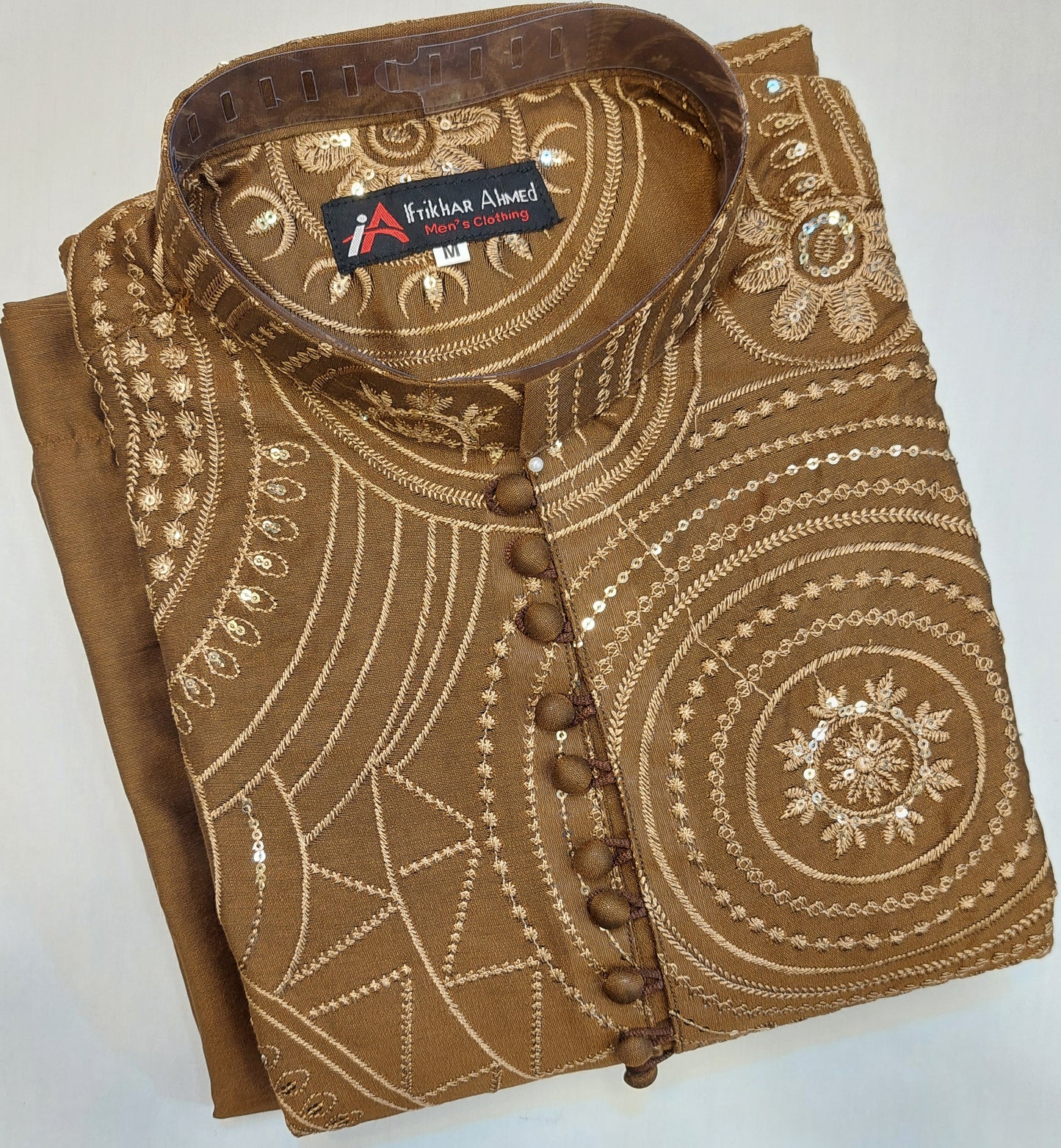 Brown - Kurta Pajama - Masoori Sequence Work - Cotton Silk Fabric
