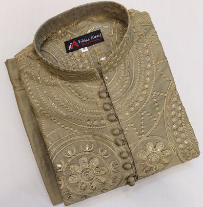 Shampion Green - Kurta Pajama - Masoori Sequence Work - Cotton Silk Fabric