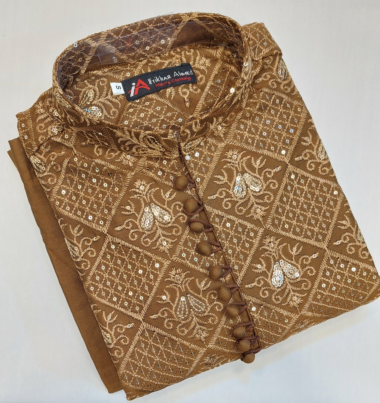 Brown - Kurta Pajama - Masoori Sequence Work - Cotton Silk Fabric