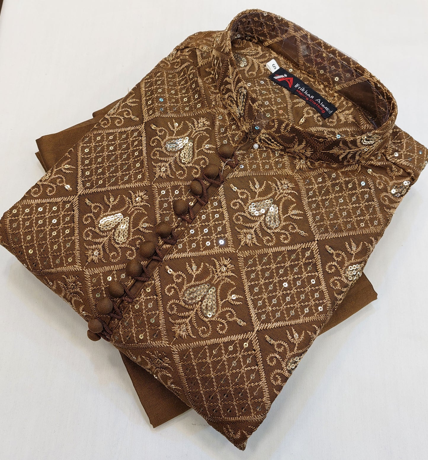 Brown - Kurta Pajama - Masoori Sequence Work - Cotton Silk Fabric