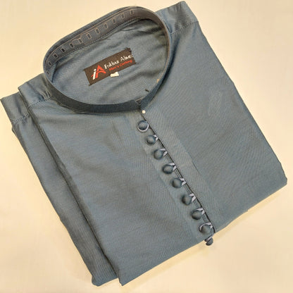 Uniform Blue - Kurta Pajama - Cotton Silk - Fabric