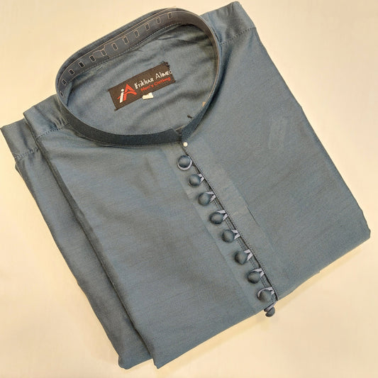 Uniform Blue - Kurta Pajama - Cotton Silk - Fabric