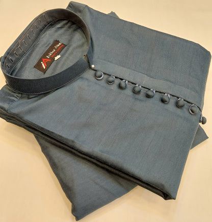 Uniform Blue - Kurta Pajama - Cotton Silk - Fabric