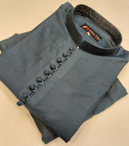 Uniform Blue - Kurta Pajama - Cotton Silk - Fabric