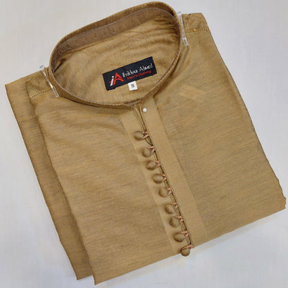 Dark Golden - Kurta Pajama - Cotton Silk - Fabric
