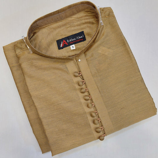 Dark Golden - Kurta Pajama - Cotton Silk - Fabric
