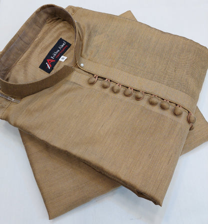Dark Golden - Kurta Pajama - Cotton Silk - Fabric