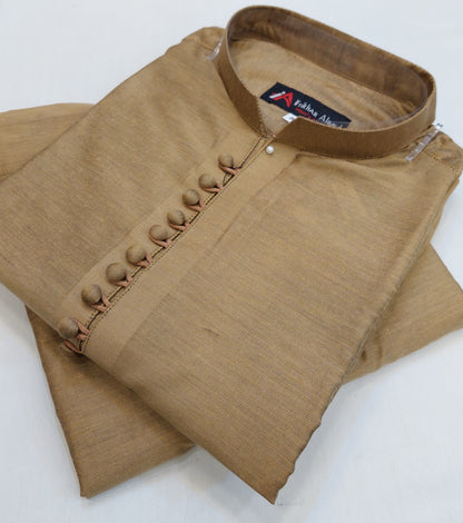 Dark Golden - Kurta Pajama - Cotton Silk - Fabric