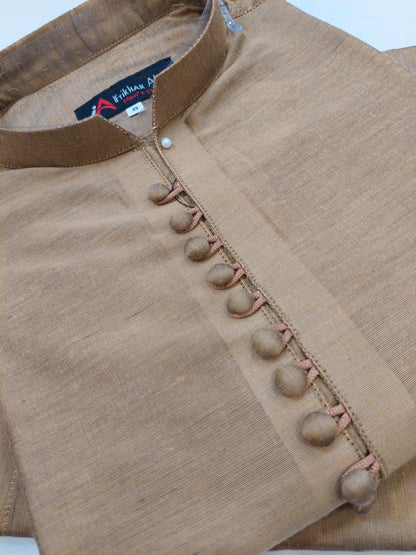 Dark Golden - Kurta Pajama - Cotton Silk - Fabric