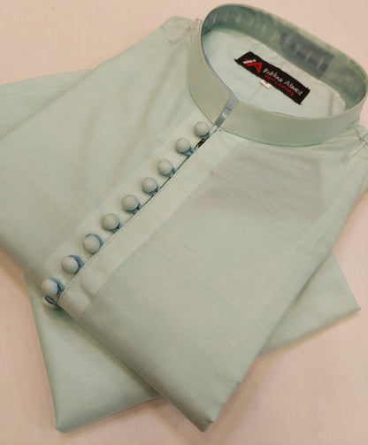 Sea Green - Kurta Pajama - Cotton Silk - Fabric