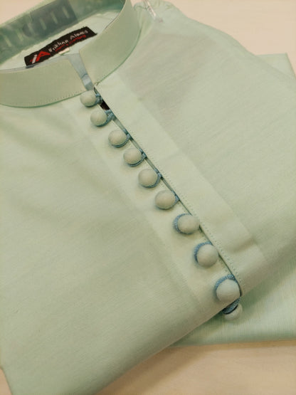 Sea Green - Kurta Pajama - Cotton Silk - Fabric