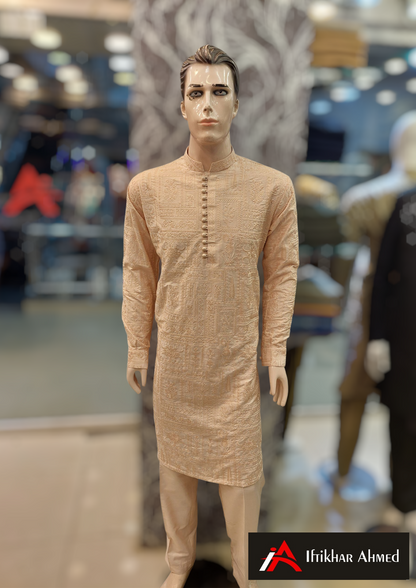 Tea Pink - Kurta Pajama - Masoori Sequence Work - Cotton Silk Fabric