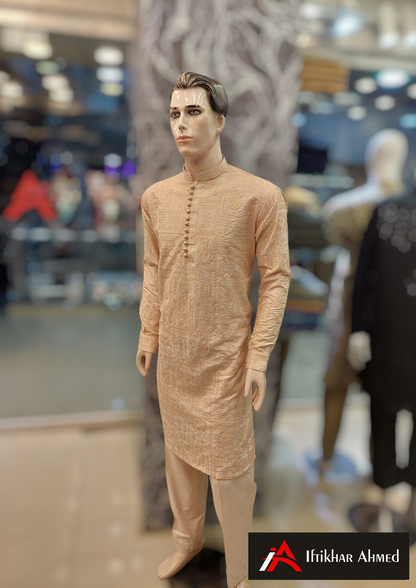 Tea Pink - Kurta Pajama - Masoori Sequence Work - Cotton Silk Fabric