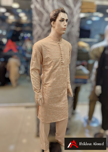 Tea Pink - Kurta Pajama - Masoori Sequence Work - Cotton Silk Fabric