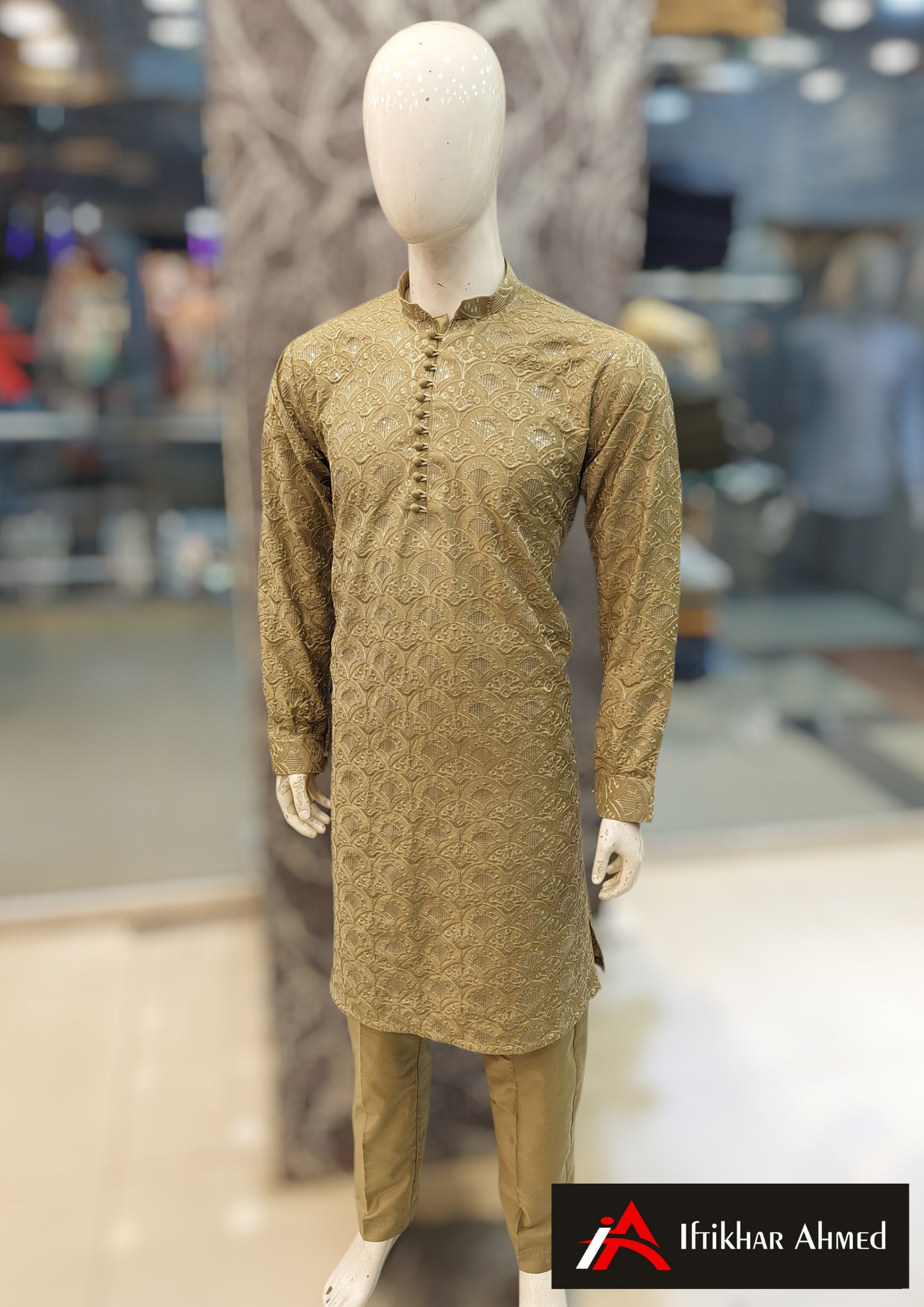 Shampion Green  - Kurta Pajama - Masoori Sequence Work - Cotton Silk Fabric