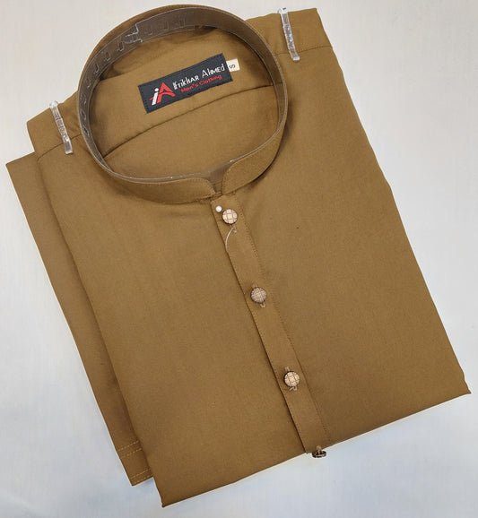 Almond Brown - Kameez Shalwar - Wash n Wear Fabric