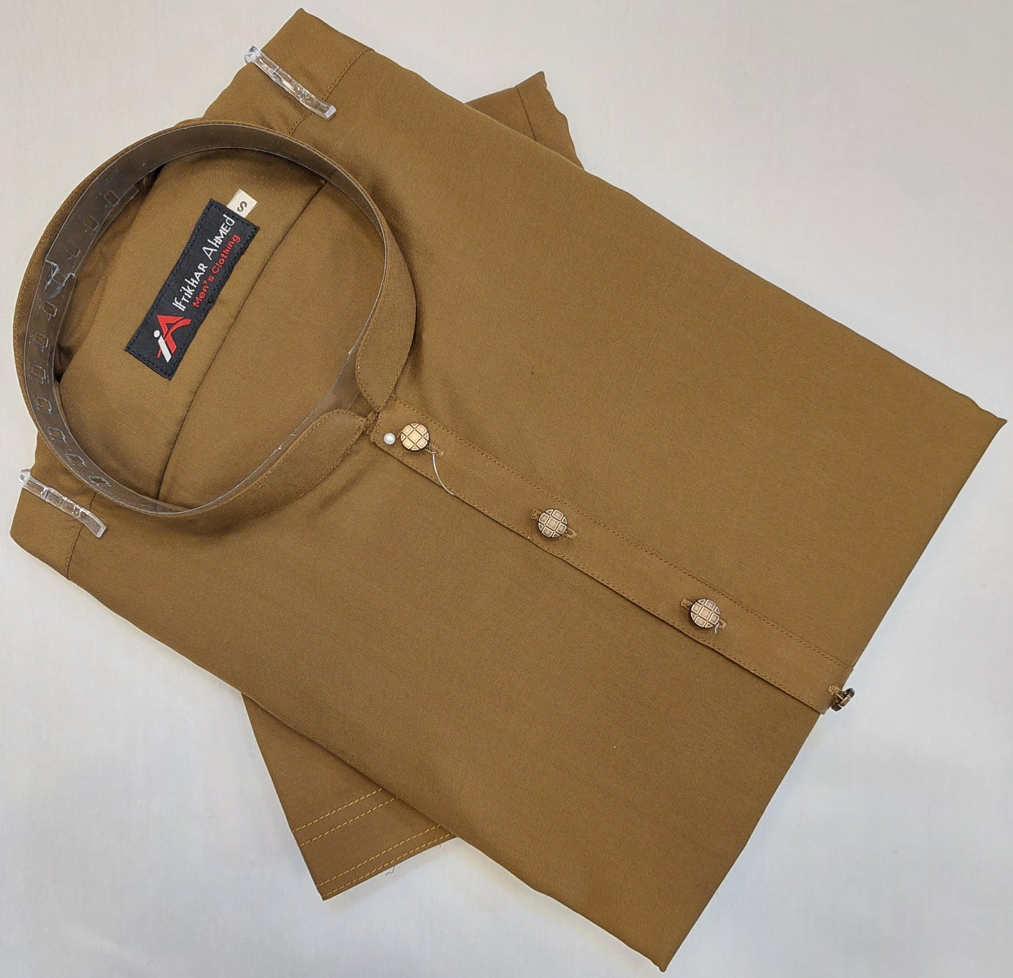 Almond Brown - Kameez Shalwar - Wash n Wear Fabric