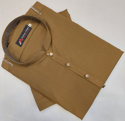 Almond Brown - Kameez Shalwar - Wash n Wear Fabric