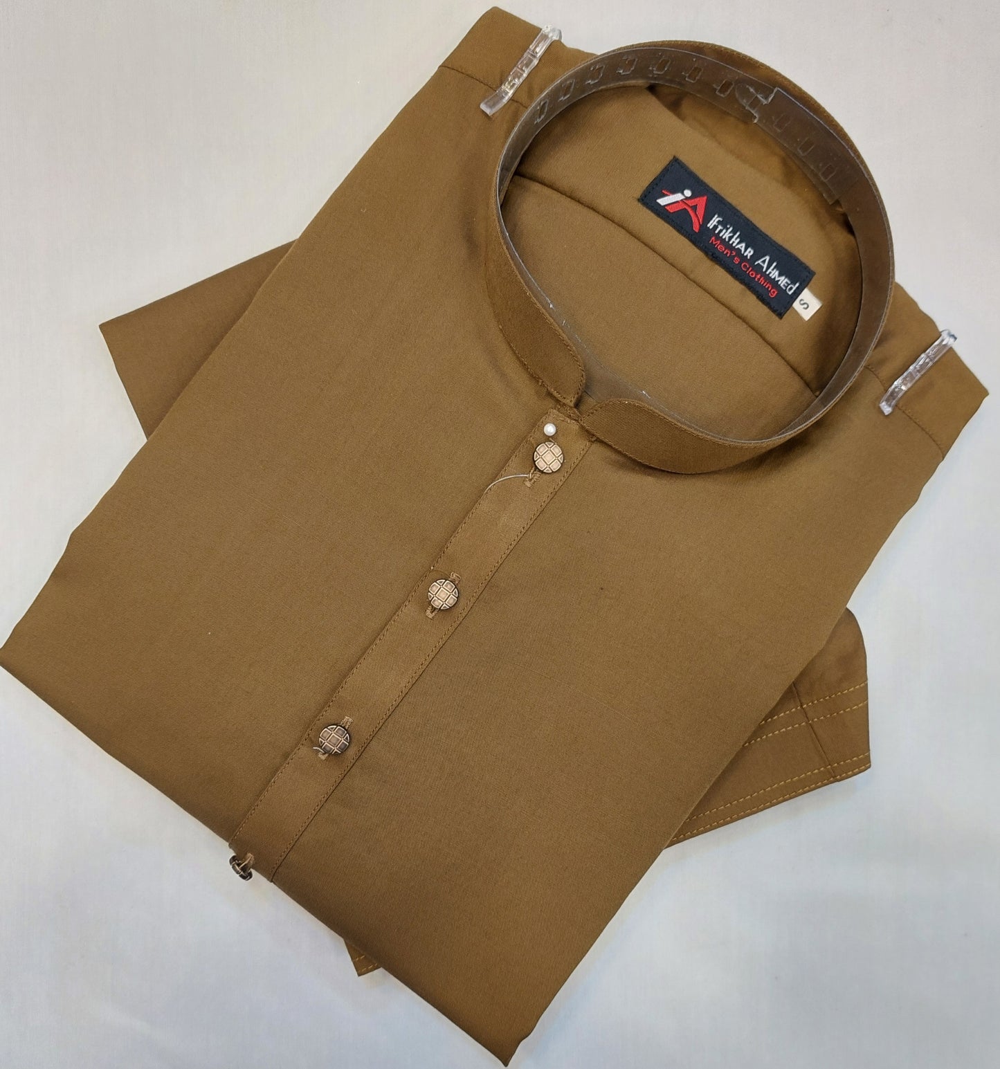 Almond Brown - Kameez Shalwar - Wash n Wear Fabric