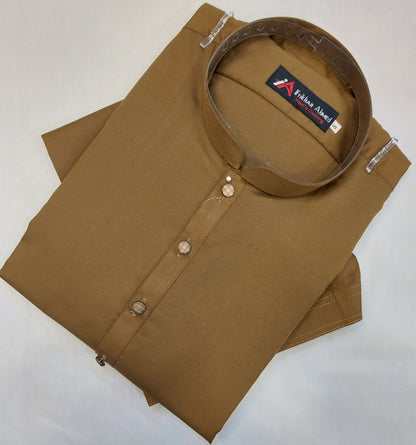 Almond Brown - Kameez Shalwar - Wash n Wear Fabric