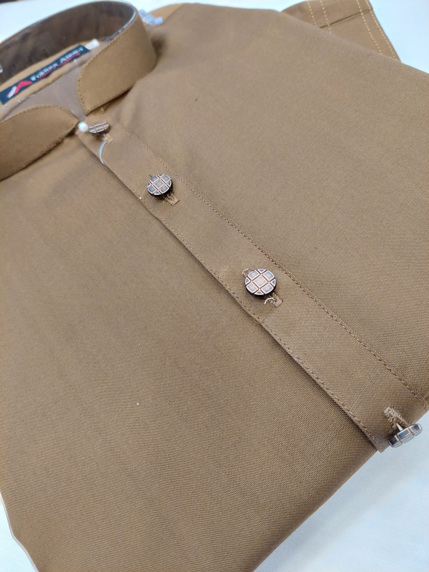Almond Brown - Kameez Shalwar - Wash n Wear Fabric