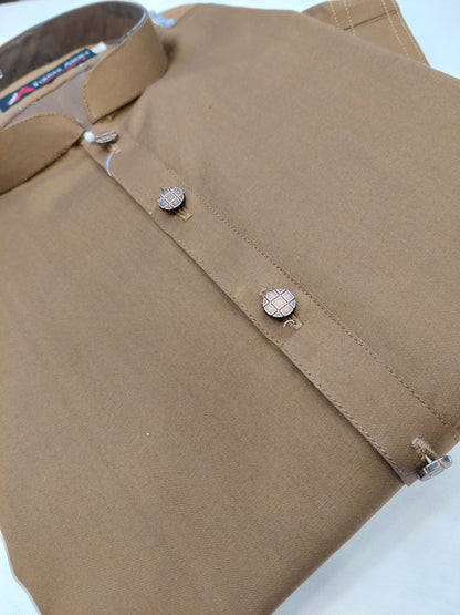 Almond Brown - Kameez Shalwar - Wash n Wear Fabric