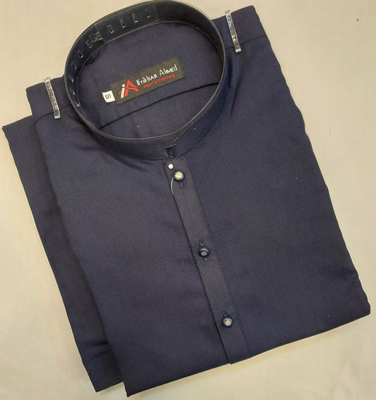 Navy Blue - Kameez Shalwar - Wash n Wear Fabric
