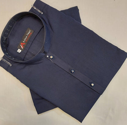 Navy Blue - Kameez Shalwar - Wash n Wear Fabric