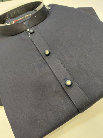 Navy Blue - Kameez Shalwar - Wash n Wear Fabric