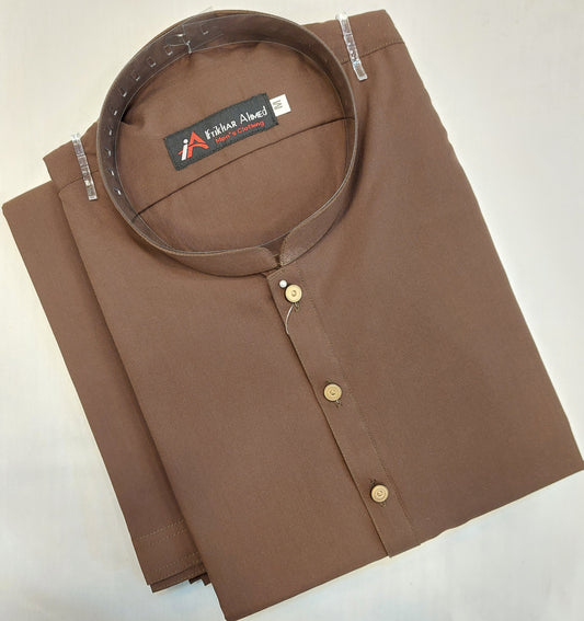 Brown - Kameez Shalwar - Wash n Wear Fabric