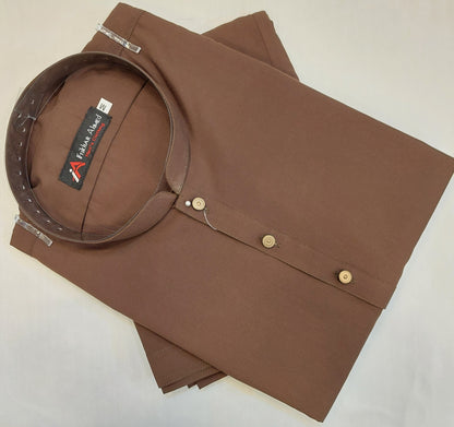 Brown - Kameez Shalwar - Wash n Wear Fabric
