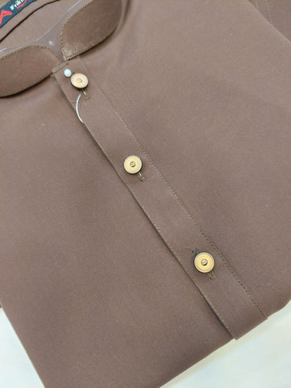 Brown - Kameez Shalwar - Wash n Wear Fabric