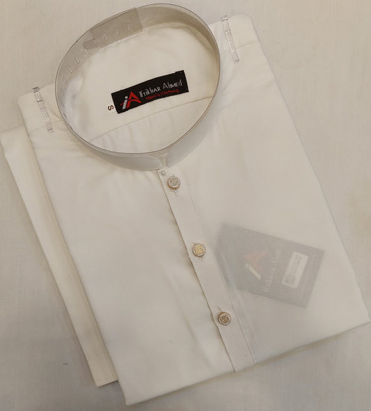 Milky White - Kurta Pajama - Wash n Wear - Fabric