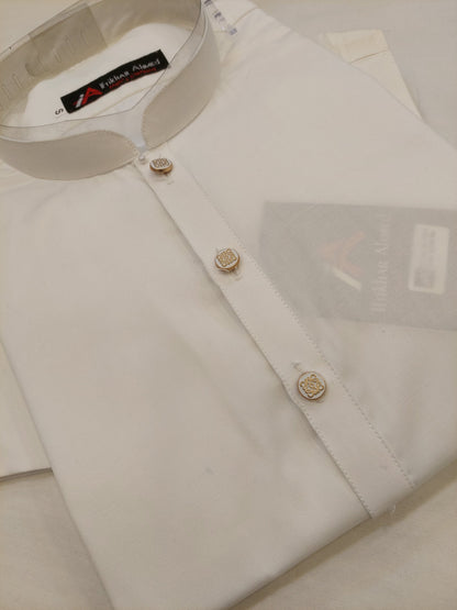 Milky White - Kameez Shalwar - Wash n Wear Fabric