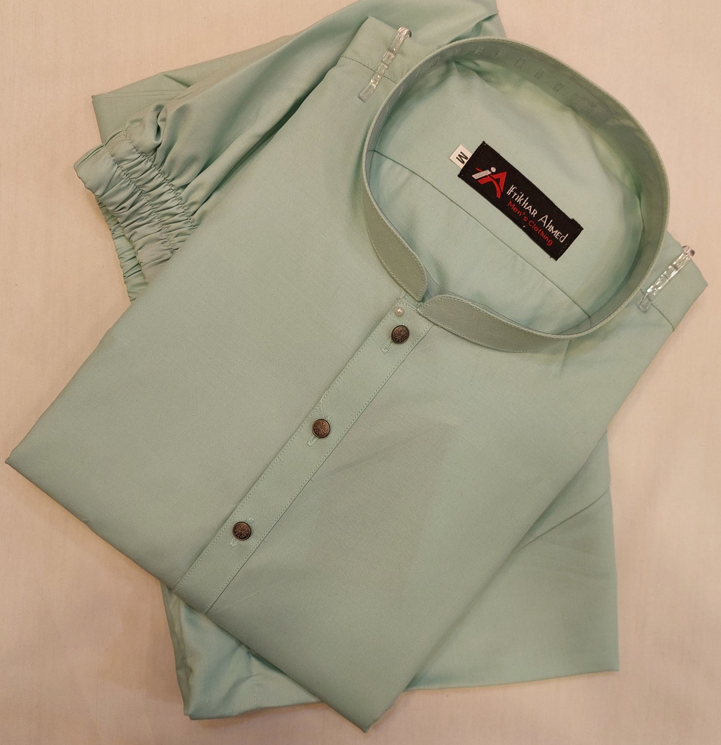Sea Green- Kurta Pajama - Wash n Wear - Fabric