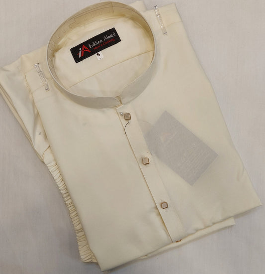 Cream - Kurta Pajama - Wash n Wear - Fabric