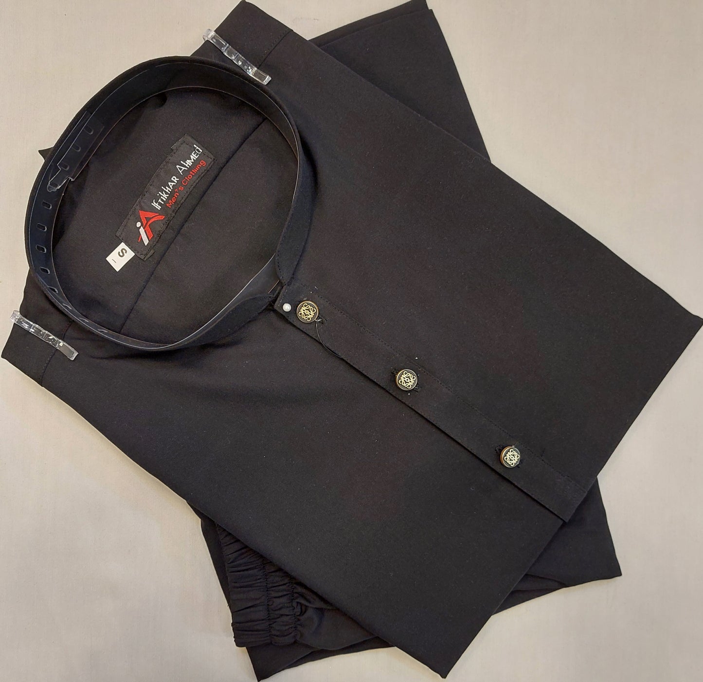 Black - Kurta Pajama - Wash n Wear - Fabric