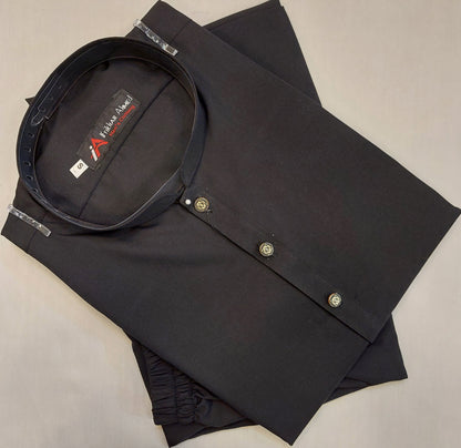 Black - Kurta Pajama - Wash n Wear - Fabric