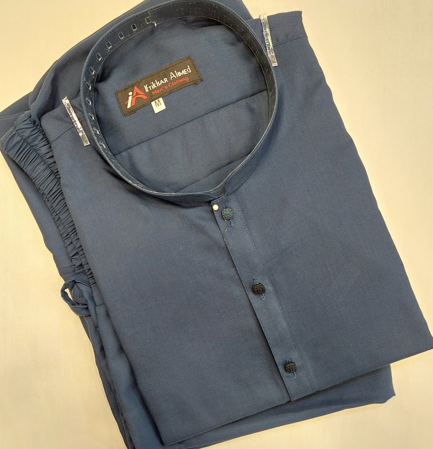 Navy Blue - Kurta Pajama - Wash n Wear - Fabric