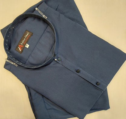 Navy Blue - Kurta Pajama - Wash n Wear - Fabric