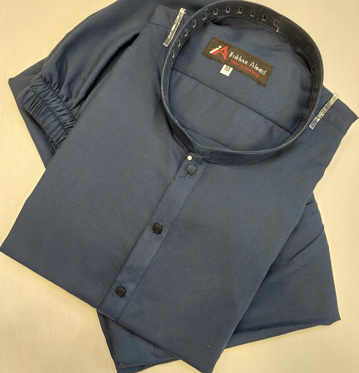 Navy Blue - Kurta Pajama - Wash n Wear - Fabric
