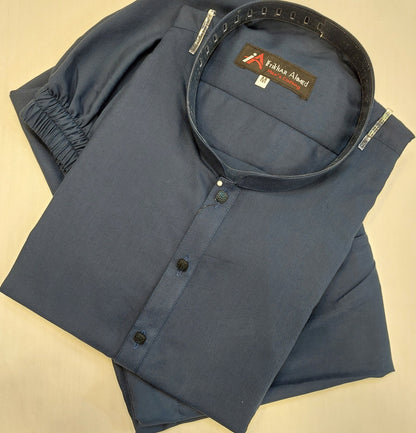 Navy Blue - Kurta Pajama - Wash n Wear - Fabric