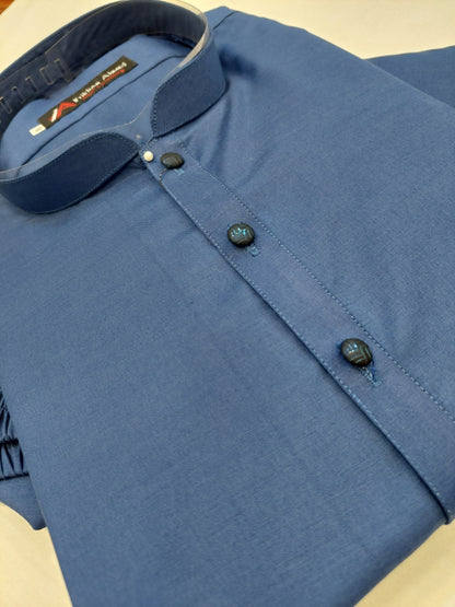Royal Blue - Kurta Pajama - Wash n Wear - Fabric