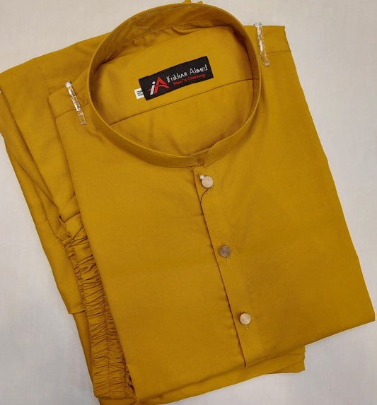 Golden - Kurta Pajama - Wash n Wear - Fabric