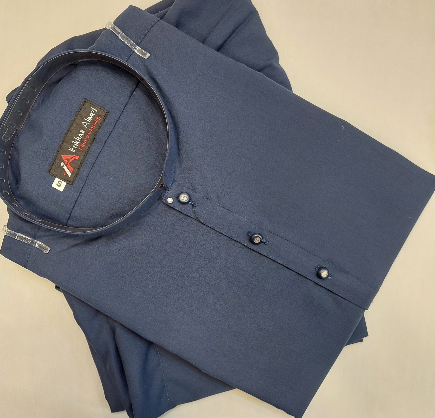 Navy Blue - Kurta Pajama - Wash n Wear - Fabric