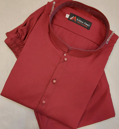 Red - Kurta Pajama - Wash n Wear - Fabric