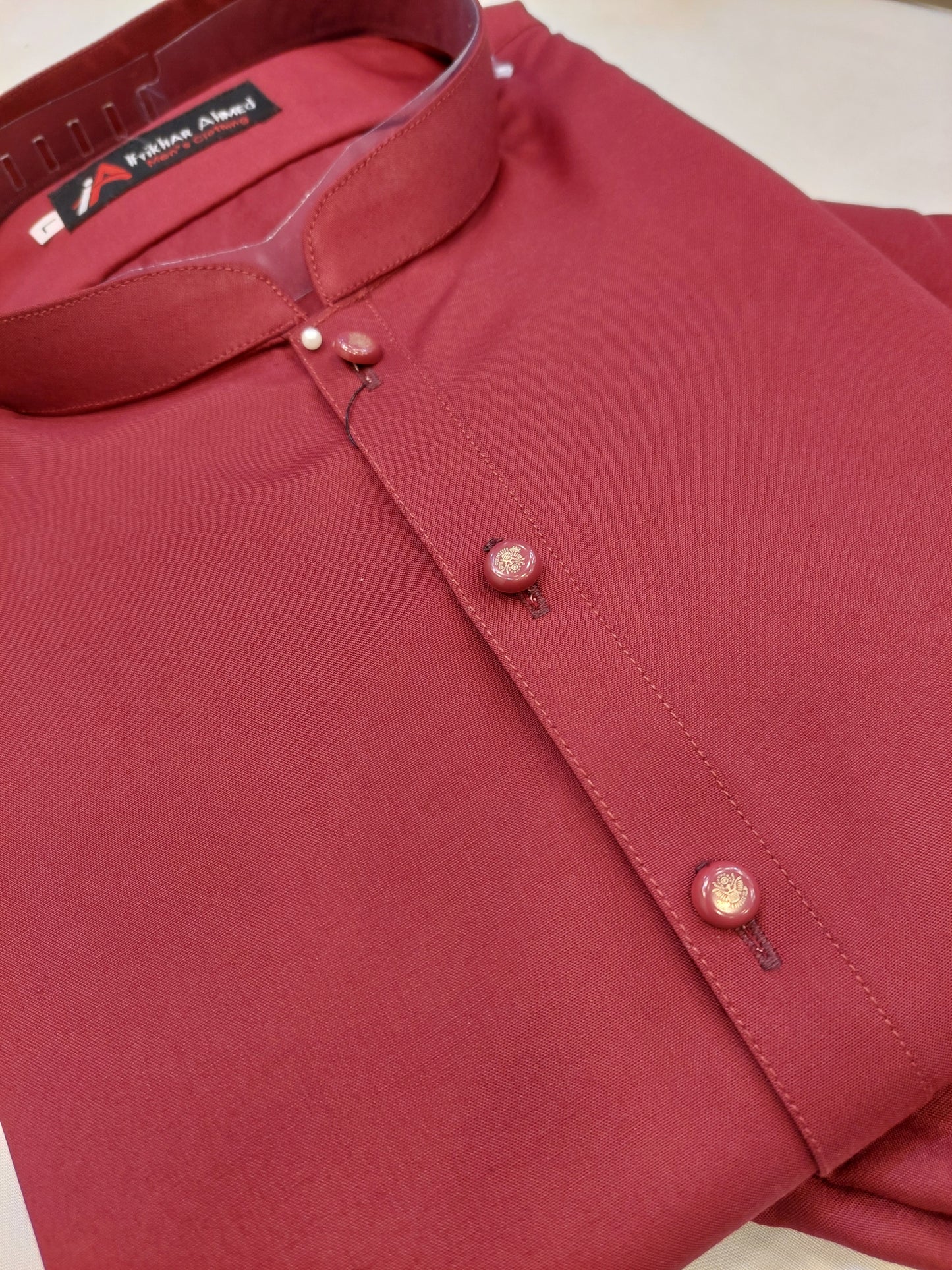 Red - Kurta Pajama - Wash n Wear - Fabric