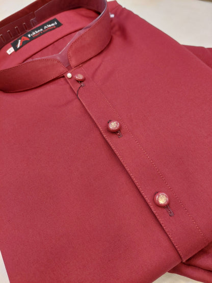 Red - Kurta Pajama - Wash n Wear - Fabric