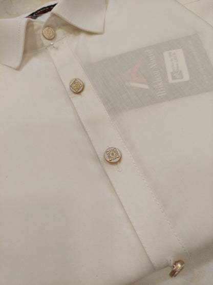 Milky White - Kameez Shalwar - Wash n Wear Fabric